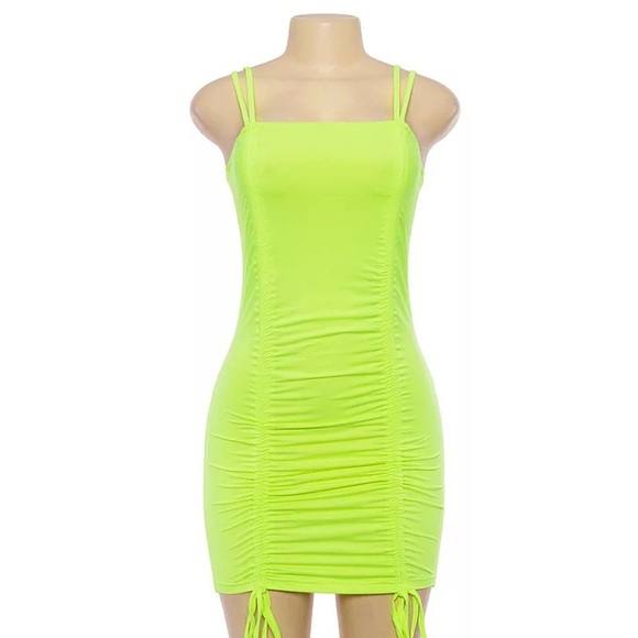 Neon Pleated Bandage Dress - Picture 1 of 6